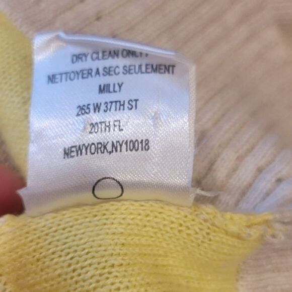 NWOT Milly New York Beige Tan Yellow Striped Linen Knit Sleeveless Top Blouse S - Picture 14 of 15